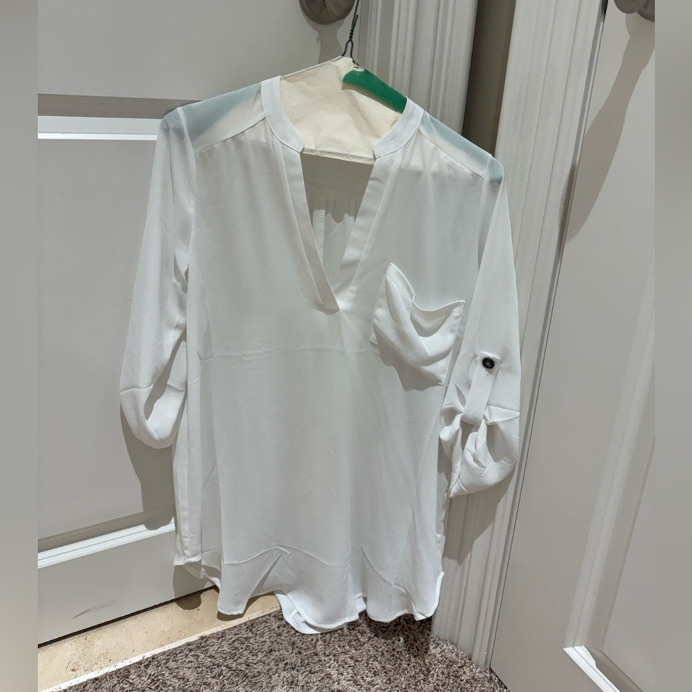 Lush White V-Neck Blouse